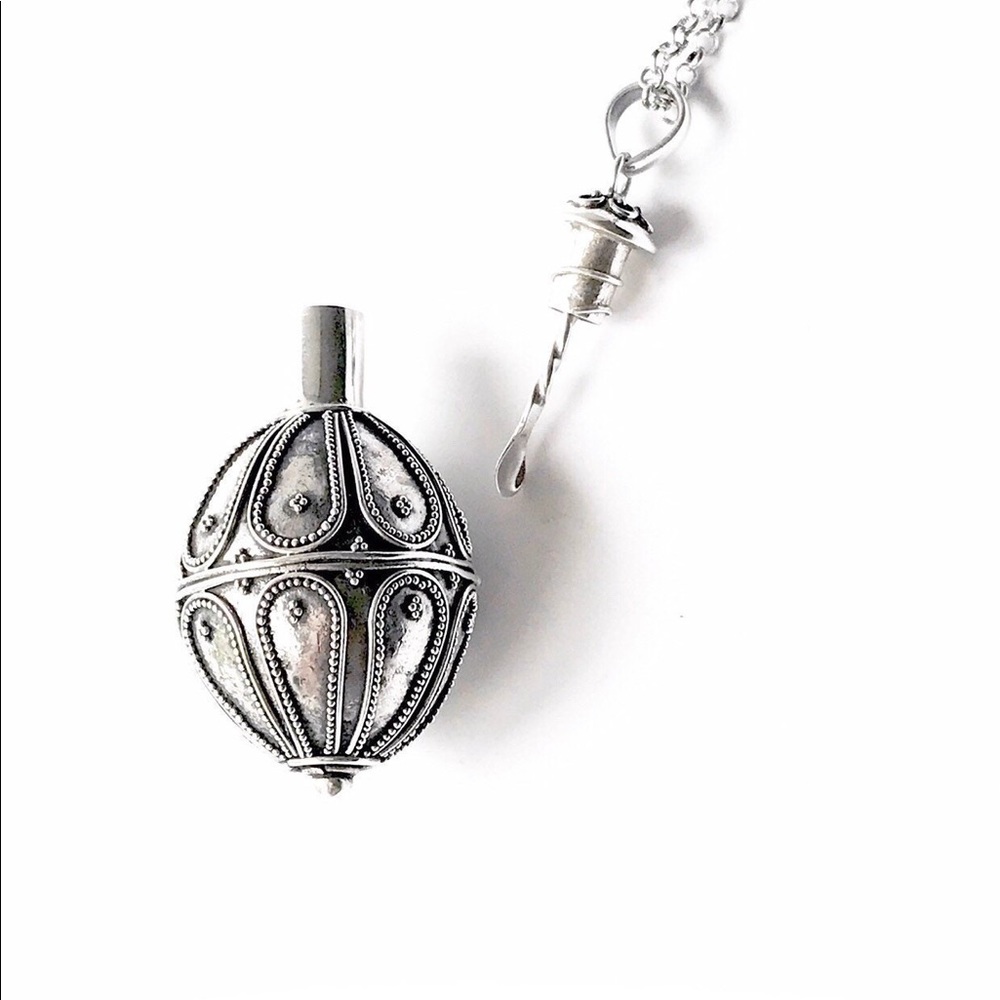 Large Oil Bottle Pendant - Sterling Silver Necklace